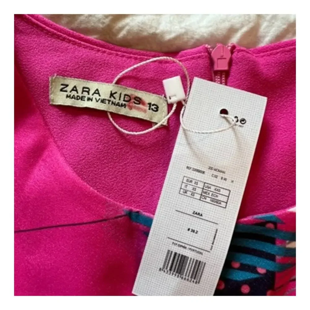 Zara Dress Girls Size M 10/12 Disney Frozen Elsa Anna Pink Sleeveless Pleats NWT